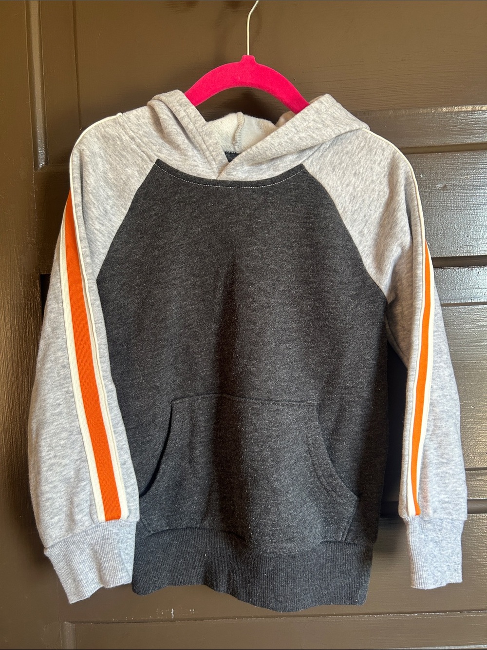 jumping beans Charcoal & Light Gray Hoodie with Orange Stripe